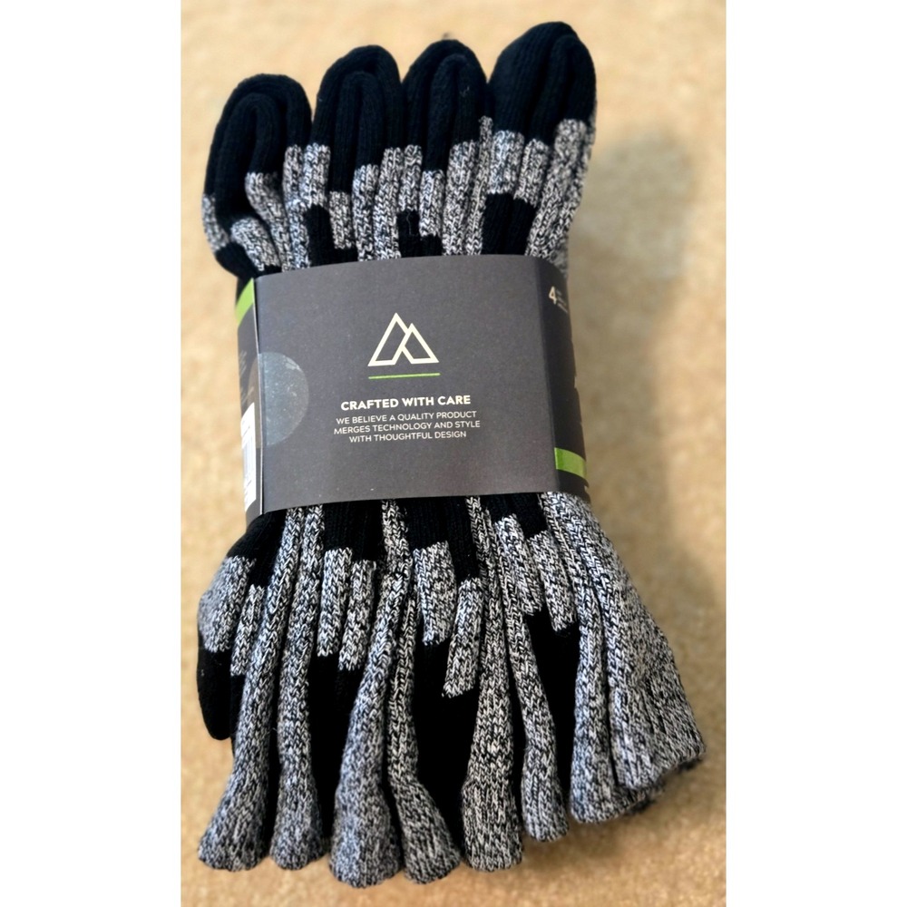Alpine Design Performance Hiking Sock Men's Medium Black 4-Pak‎